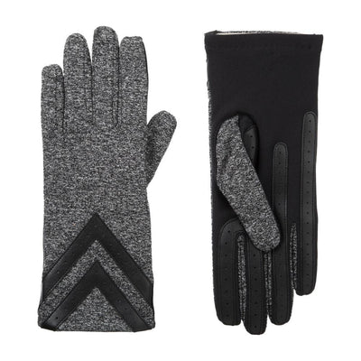 Women's Chevron Spandex Gloves in Black Heather Front and Back