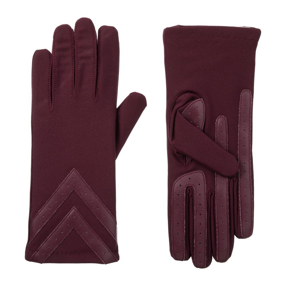 Women's Chevron Spandex Gloves Gloves Plum Front and Back