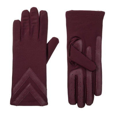 Women's Chevron Spandex Gloves Gloves Plum Front and Back