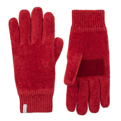 Women's Chenille Gloves with Ultraplush Lining in Really Red Front and Back