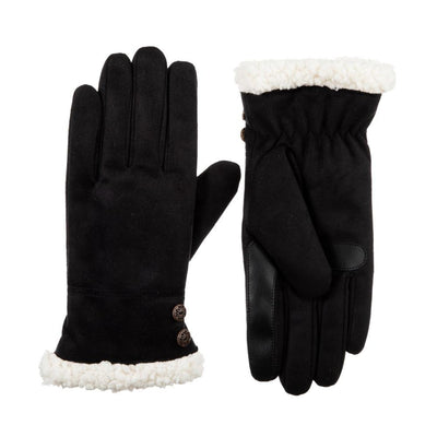 Women's Microsuede Touchscreen Gloves in Black Front and Back