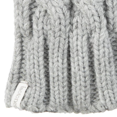 Women's Chunky Cable Knit Mittens in Heather (Grey) Cuff Detail