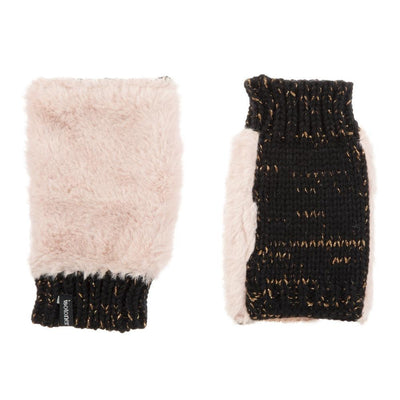 Women's Chenille Knit Fingerless Glove Cozies in Dusted Blush Front and Back