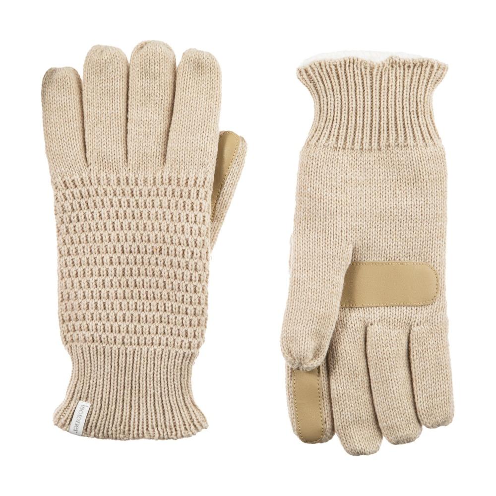 Women's Textured Knit Gloves in Oatmeal Heathered Front and Back