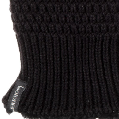 Women's Marled Knit Touchscreen Mittens in Black Cuff Detail