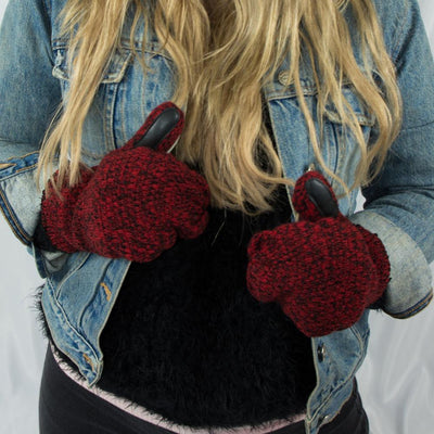 Women's Marled Knit Touchscreen Mittens in Really Red on Model