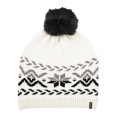 womens chenille snowflake hat with pom in ivory