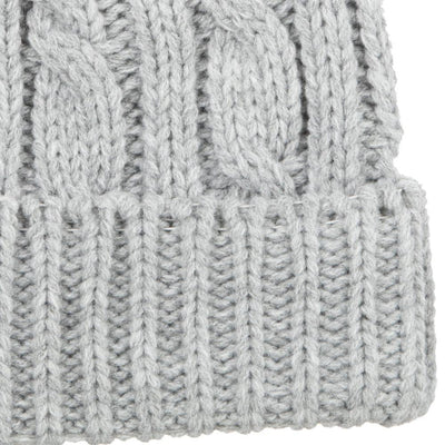 Womens soft knit beanie hat in heather closeup