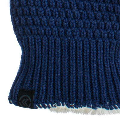 Women's Textured Knit Gloves in Navy Close Up on Wrist