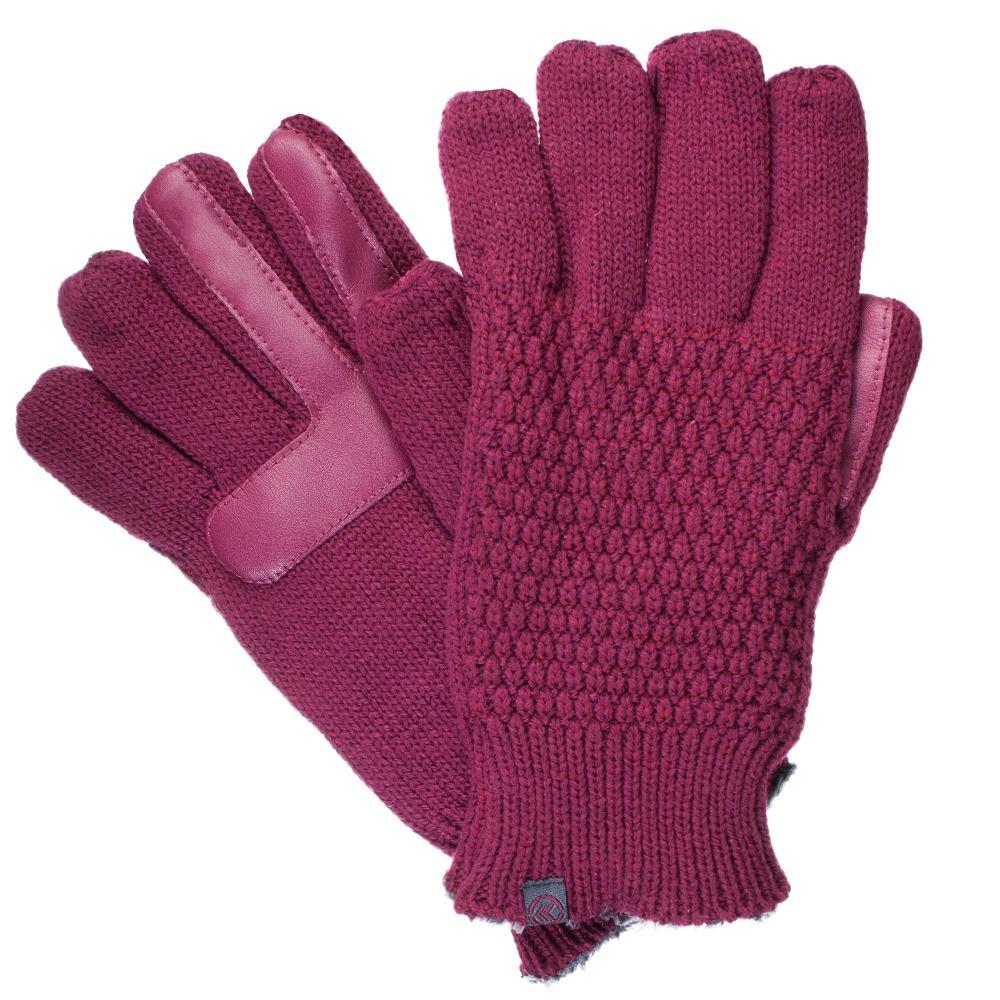 Women’s Isotoner Textured Knit Gloves pair in Wild Rose Blush Pink