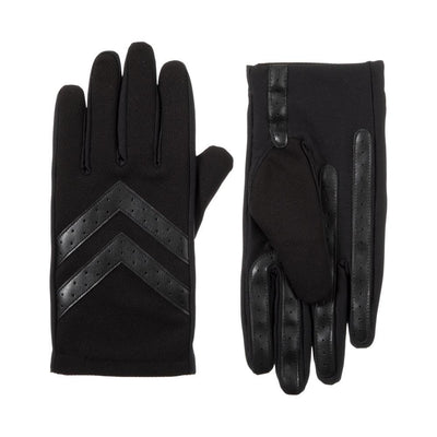 Men's Chevron Gloves IN Black Front and Back View