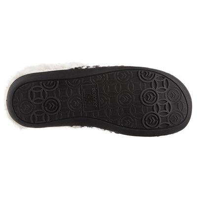 Women's Sweater Knit Amanda Hoodback Slippers in Heather with Purple Bottom Sole Tread