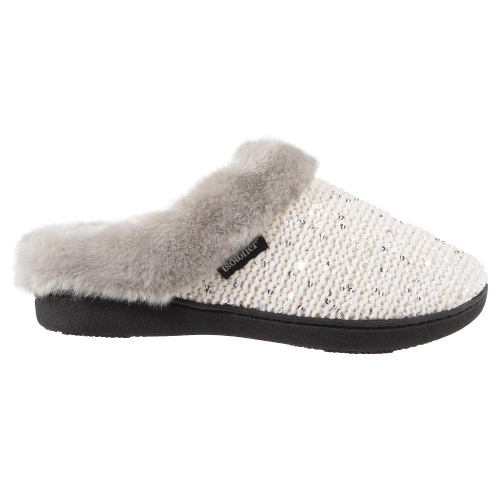 Women's Sequined Sweater Knit Hoodback Slippers Ewe 7