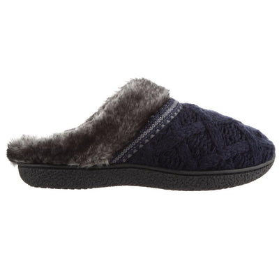 Women's Knit Tessa Hoodback Slippers in Navy Blue Profile