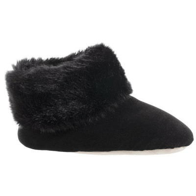 Women's Sabrine Stretch Velour Bootie Slippers Black Profile
