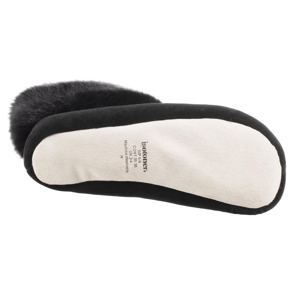 Women's Stretch Velour Sabrine Bootie Slippers in Black Bottom Sole Tread