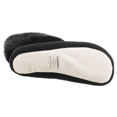 Women's Stretch Velour Sabrine Bootie Slippers in Black Bottom Sole Tread