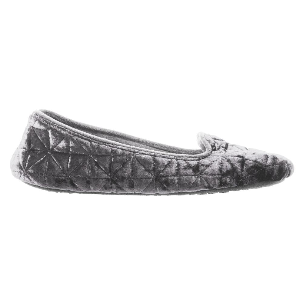 Women's Stephanie Crushed Velour Closed Back Slippers in Light Grey Profile