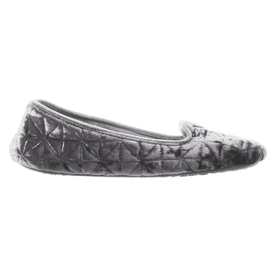 Women's Stephanie Crushed Velour Closed Back Slippers in Light Grey Profile