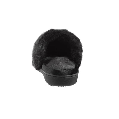 Women's Crushed Velour Stephanie Clog Slippers in Black Back Heel