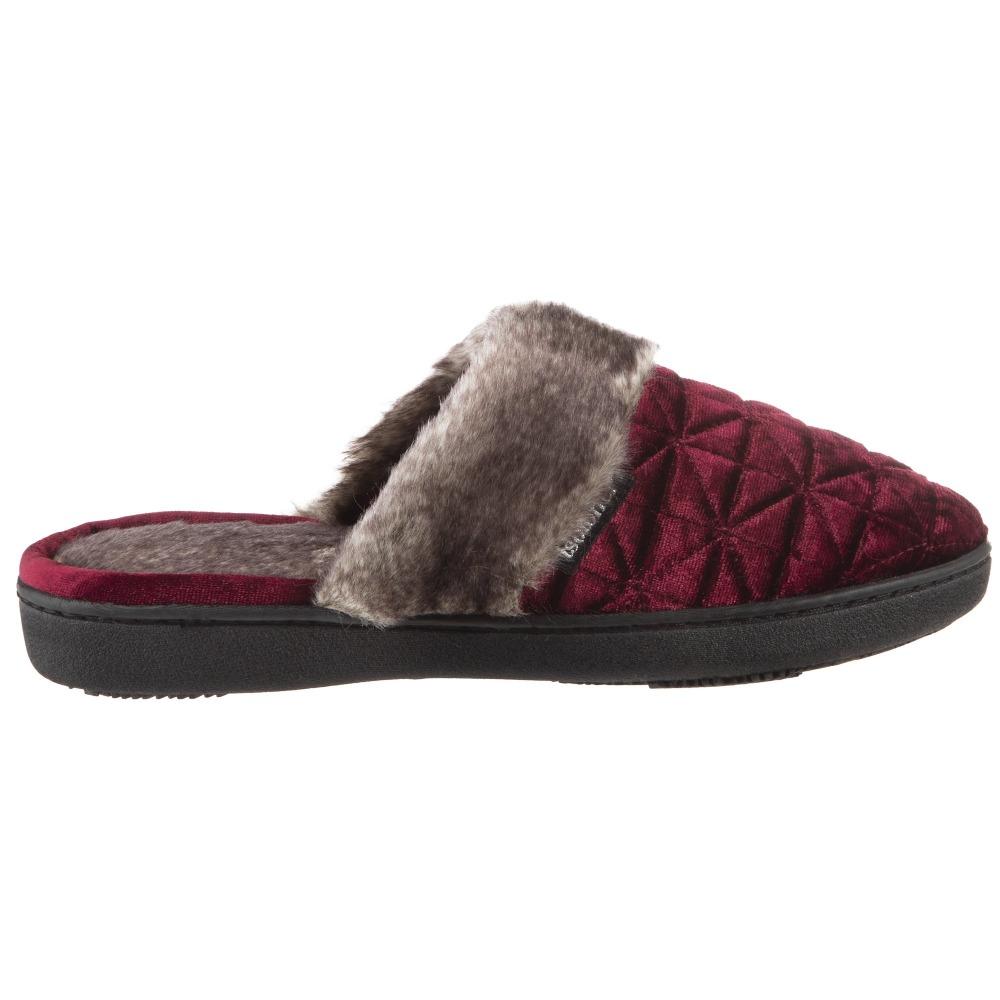 Women's Crushed Velour Stephanie Clog Slippers in Henna Red Profile