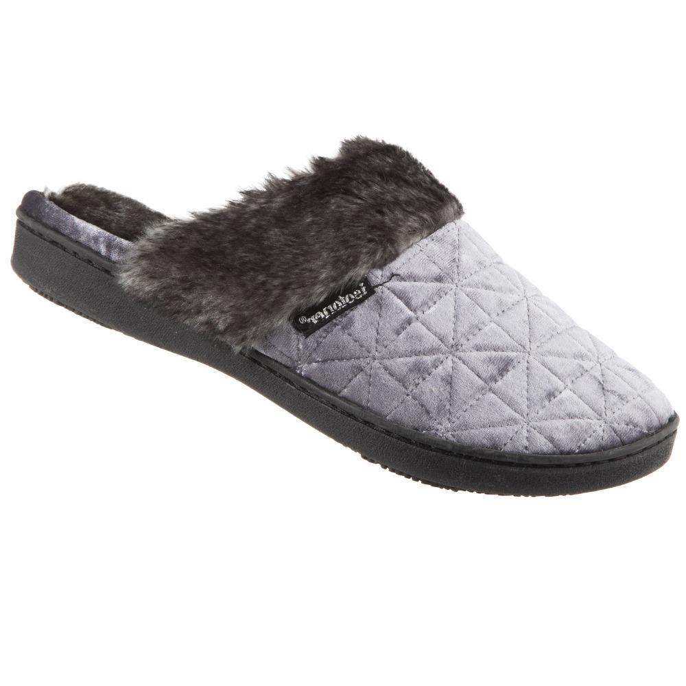 Women's Crushed Velour Stephanie Clog Slippers in Mineral Right Angled View