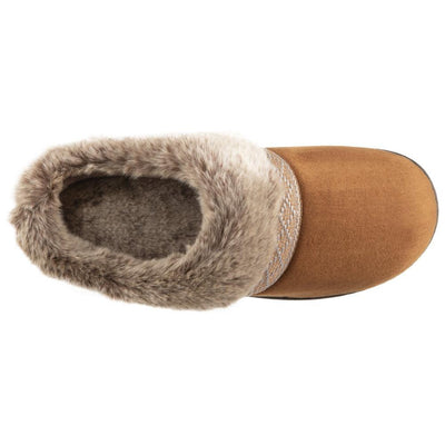 Women's Microsuede Basil Hoodback Slippers in Cognac Inside Top View