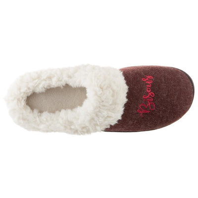 Women's Sweater Knit Novelty Clog Slippers Henna (Maroon) Bisous/Kisses Inside Top View