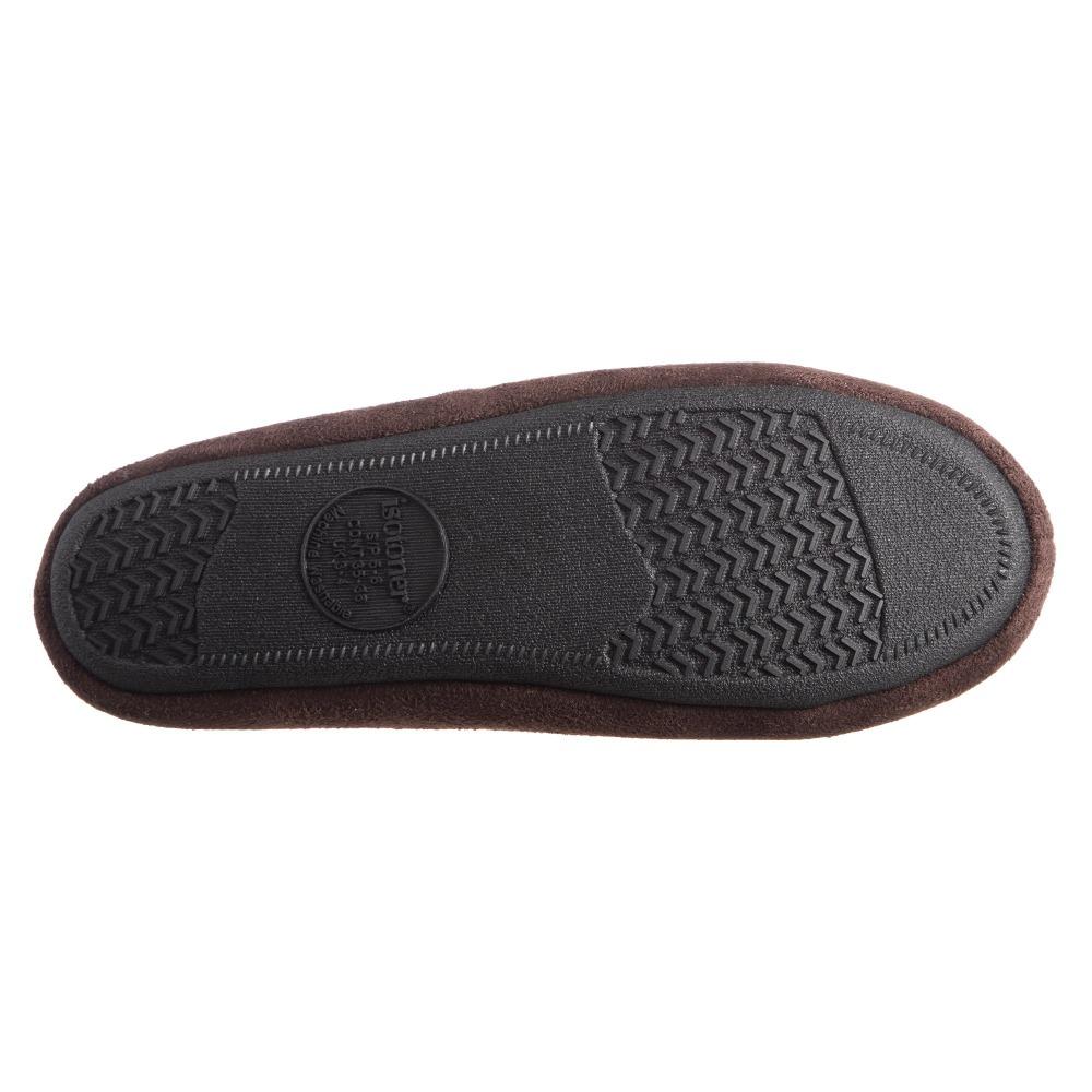 Women's Microsuede Alex Moccasin Slippers in Dark Chocolate Bottom Sole Tread