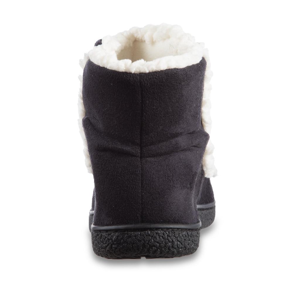 Women's Microsuede Alex Boot Slippers in Black Back Heel