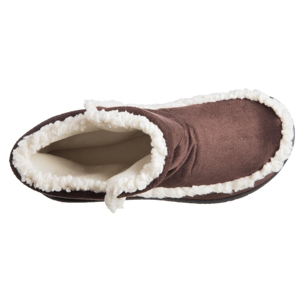 Women's Microsuede Alex Boot Slippers in Dark Chocolate Inside Top View