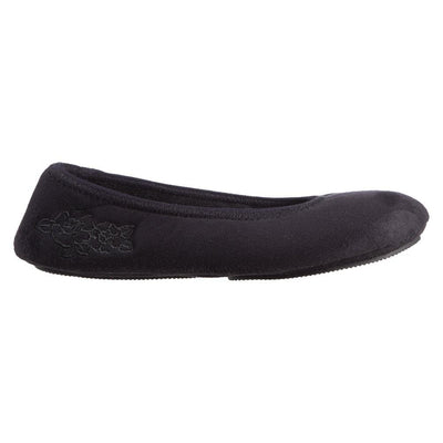 Women's Embroidered Brianna Ballerina Slippers in Black Profile
