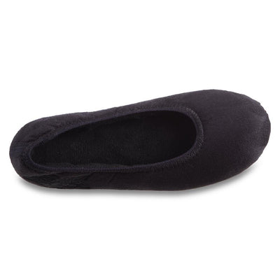 Women's Embroidered Brianna Ballerina Slippers in Black Inside Top View