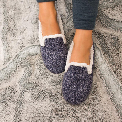 Women's Jessie Hoodback Slippers in Navy/Blue On Model