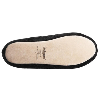 Women's Iridescent Velour Krista Ballerina Slippers in Black Bottom Tread View