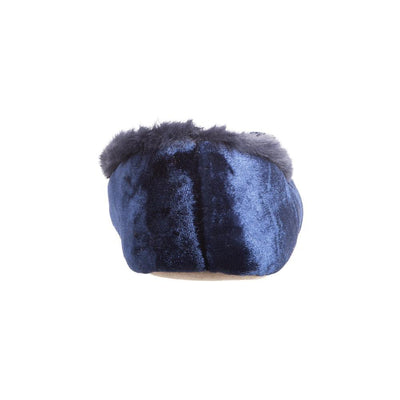 Women's Iridescent Velour Krista Ballerina Slippers in Navy Blue Back Heel