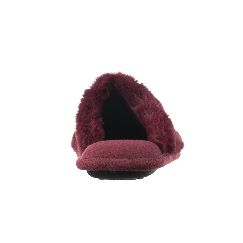 Women's Faux Fur Laurel Clog Slippers in Henna (Maroon) Back Heel