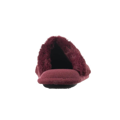 Women's Faux Fur Laurel Clog Slippers in Henna (Maroon) Back Heel