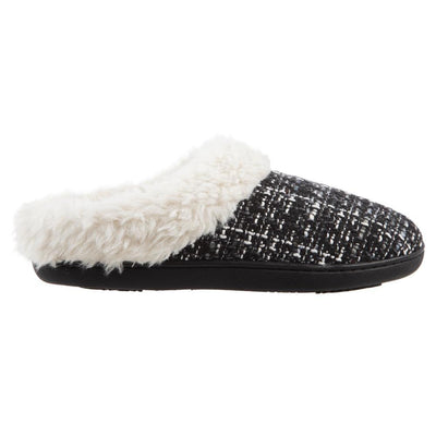 Women's Tweed Kaitlyn Hoodback Slippers in Black Profile