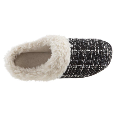 Women's Tweed Kaitlyn Hoodback Slippers in Black Inside Top View