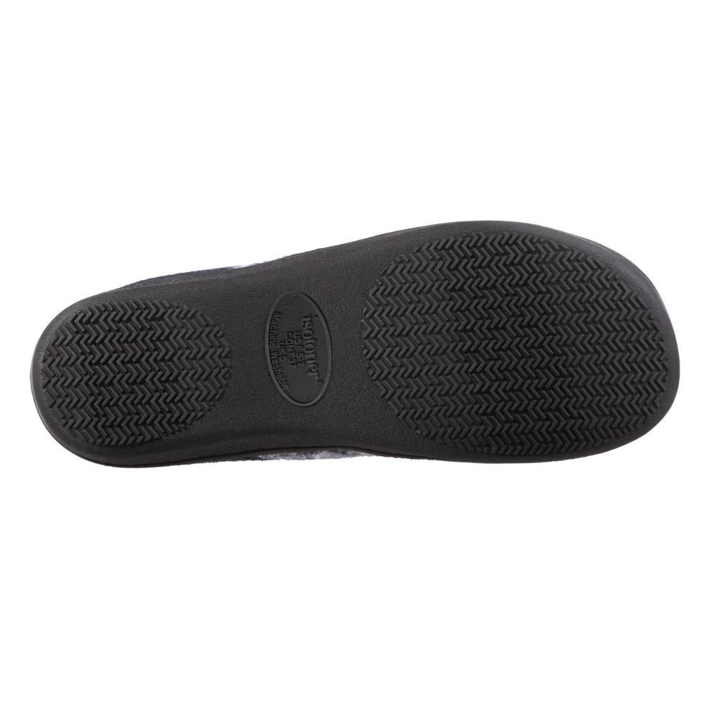 Women's Heathered Knit Jessie Hoodback Slippers Dark Charcoal Heathered Bottom Sole Tread