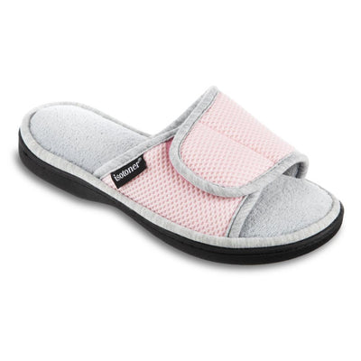 Women's Adjustable Slide Slippers in Peony Pink Right Angled View