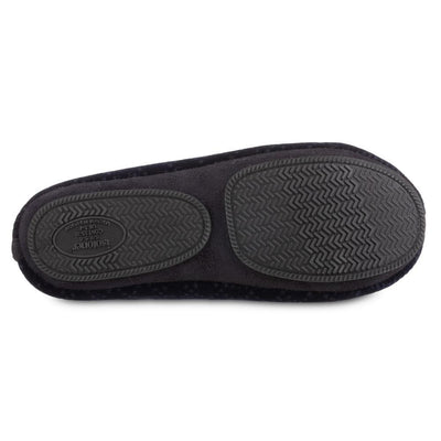 Women's Memory Foam Velour Sabrine Ballerina Slippers in Navy Blue Bottom Sole Tread