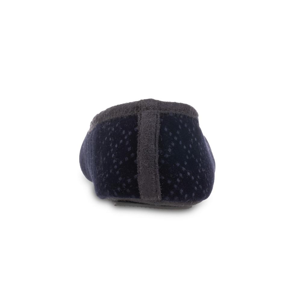 Women's Memory Foam Velour Sabrine Ballerina Slippers in Navy Blue Back Heel