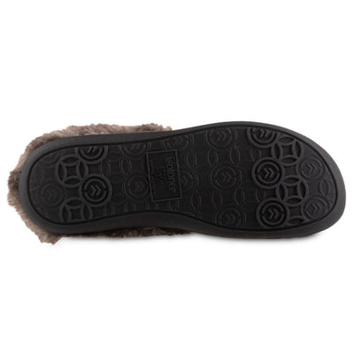 Women’s Velour Sabrine Hoodback Slippers in Black Bottom Sole Tread