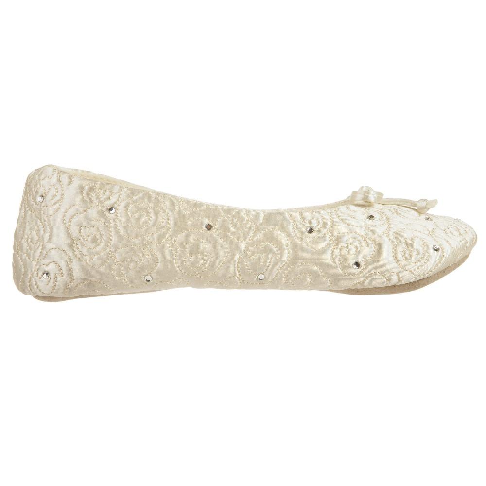 Women's Rose Quilted Ballerina Slippers With Rhinestone Black 3