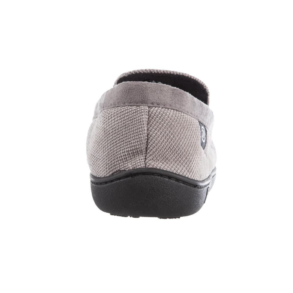 Men's Diamond Corduroy Moccasin Slippers in Ash (Grey) Heel View