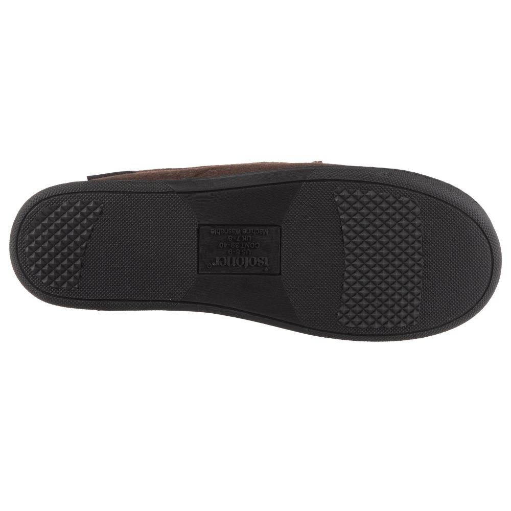 Men's Faux Wool Blake Moccasin Slippers in Dark Chocolate Sole View