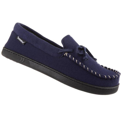 Men's Faux Wool Blake Moccasin Slippers in Navy Blue