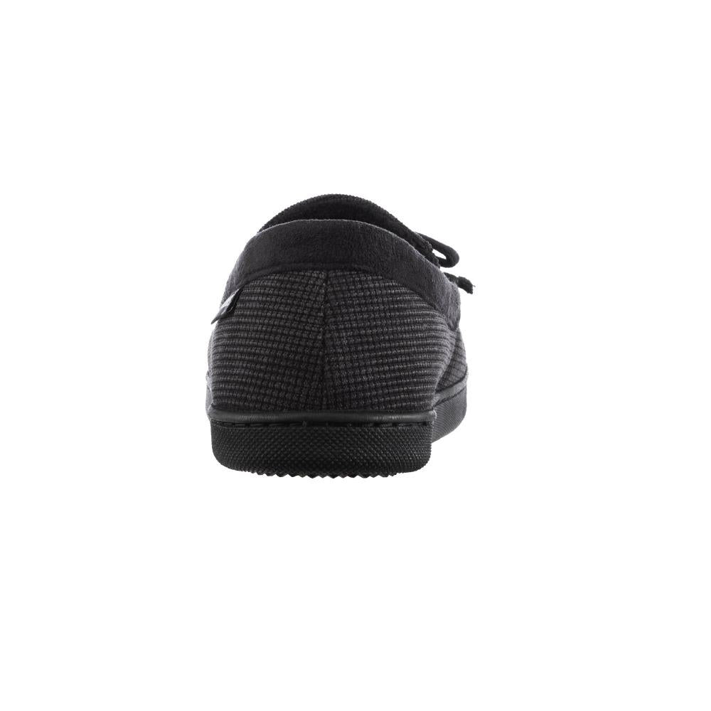 Men's Mini Box Cord Luke Moccasin with Lacing in Black Heel View